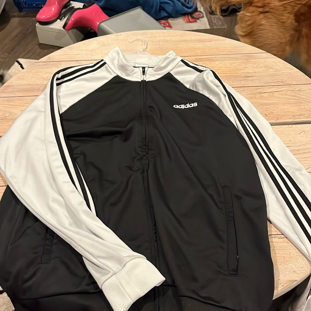 Men’s black and white adidas zip up - soft